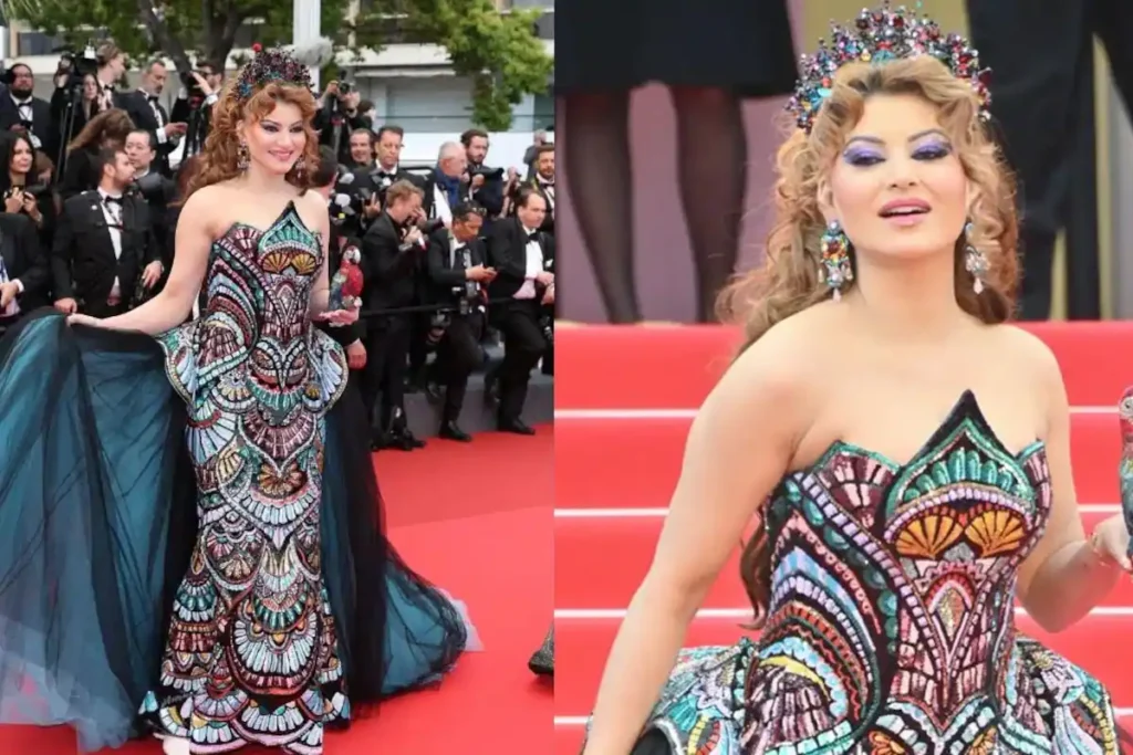 "रंग-बिरंगे तोते संग Cannes में उर्वशी का धमाल"