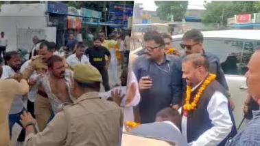 "माला पहनाने के बहाने स्वामी प्रसाद मौर्या पर हमला – पीछे से युवक ने मारा थप्पड़"